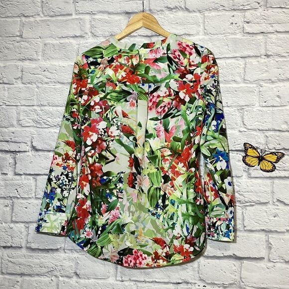 Talbots Realistic Botanical Print Long Sleeve Blouse Size Small - Picture 6 of 11